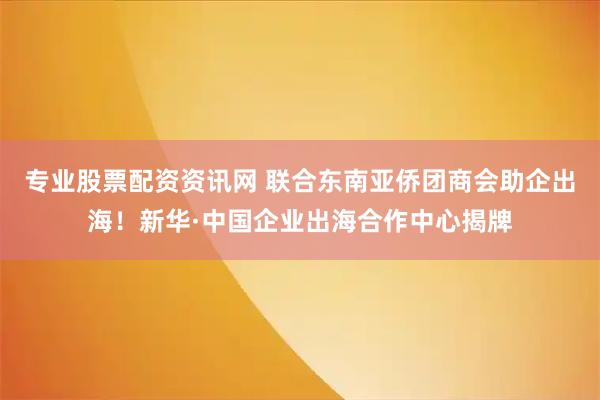 专业股票配资资讯网 联合东南亚侨团商会助企出海！新华·中国企业出海合作中心揭牌